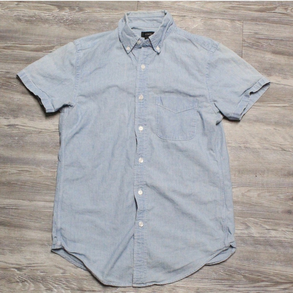 J.Crew Shirt Mens XS Light Blue Short Sleeve Button Down Cotton